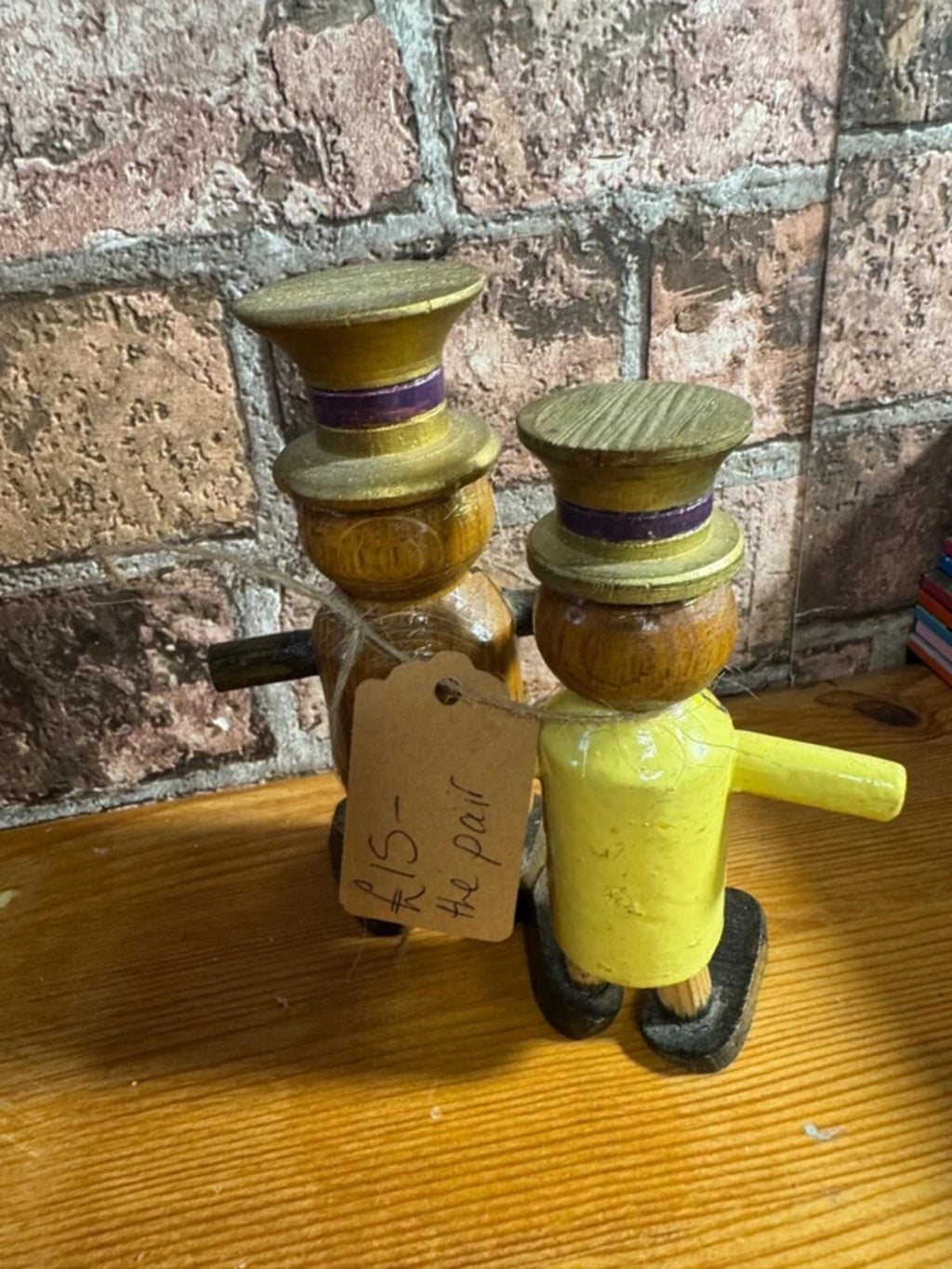 Pair of Vintage Wooden Folk Figures
