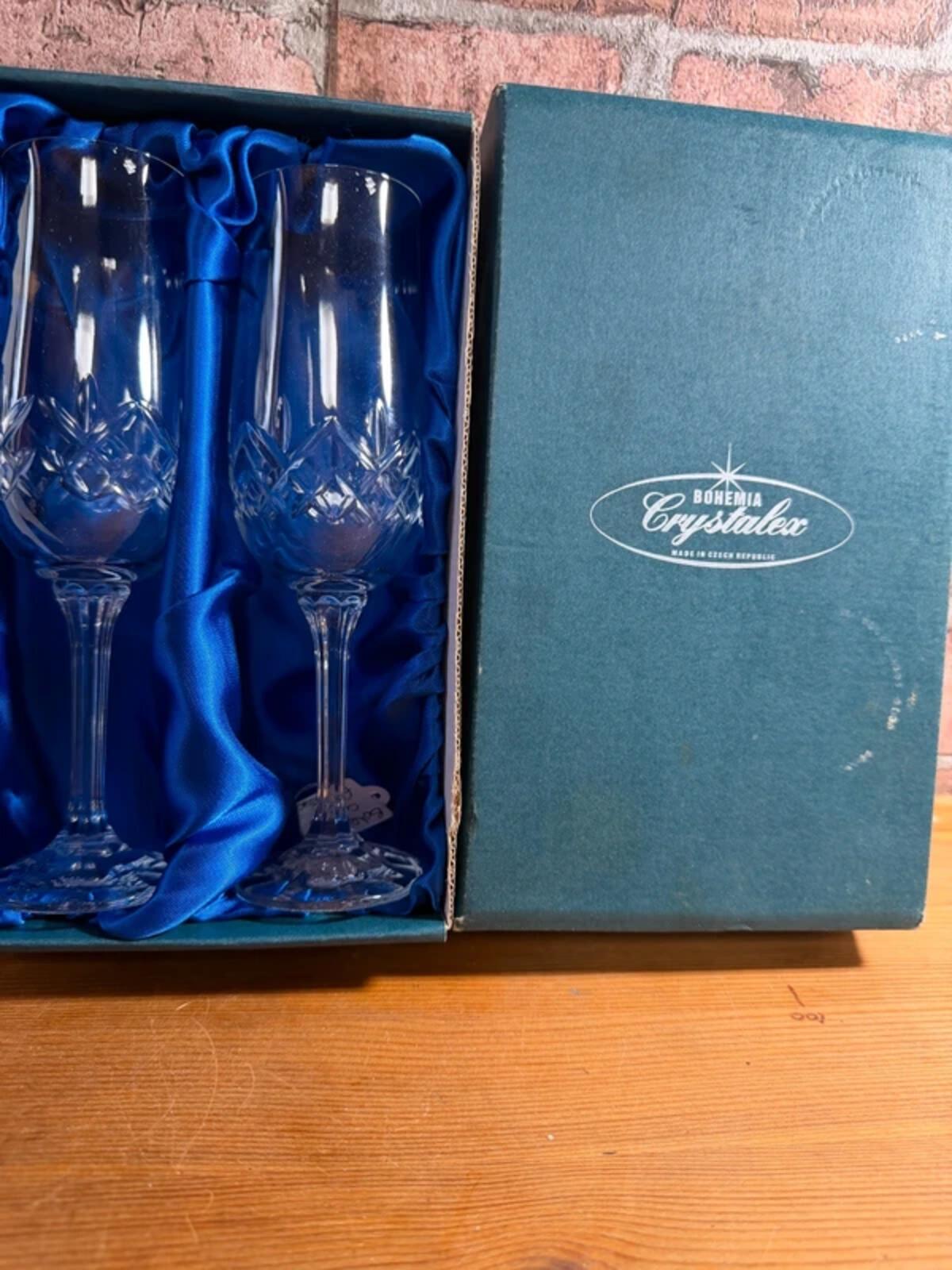 Bohemian Flute Glasses x 2