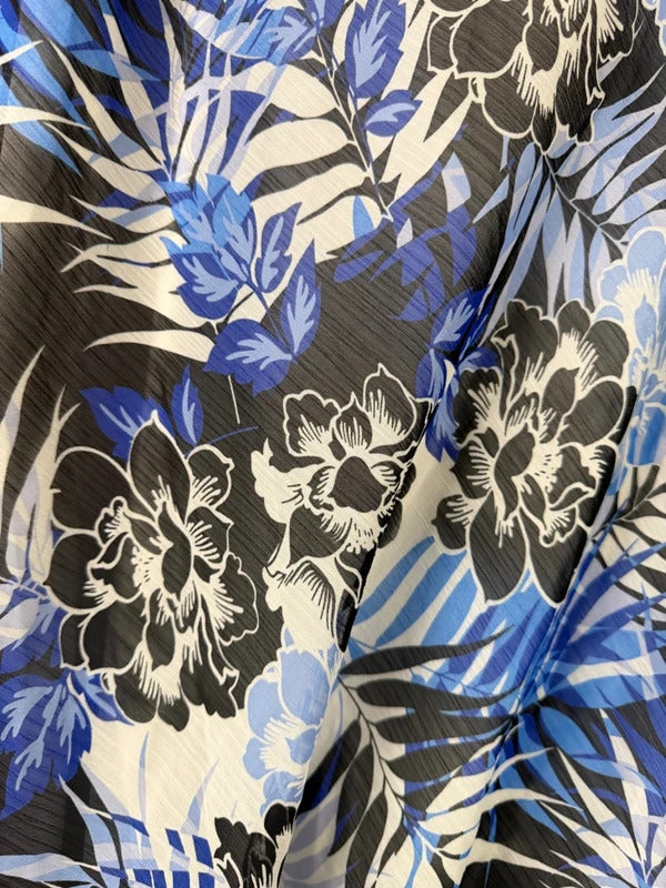 Isle Essentials Blue and Black Floral Midi Skirt - Size 20
