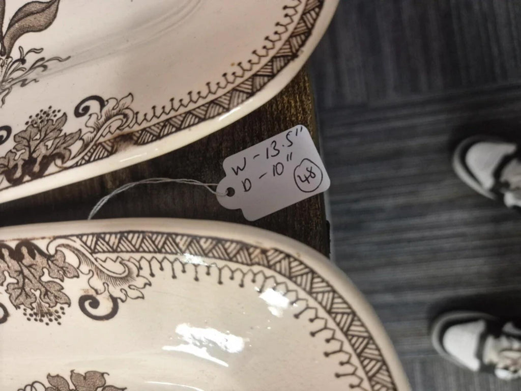 J F wileman serving plate pair