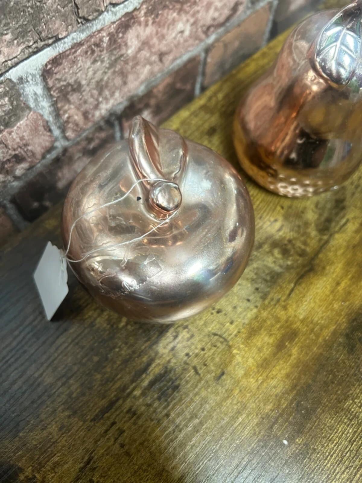 Bronze Effect Pear and Apple Decor Ornaments