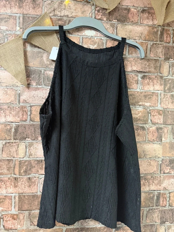 Black Patterned Strap Top - Size 20