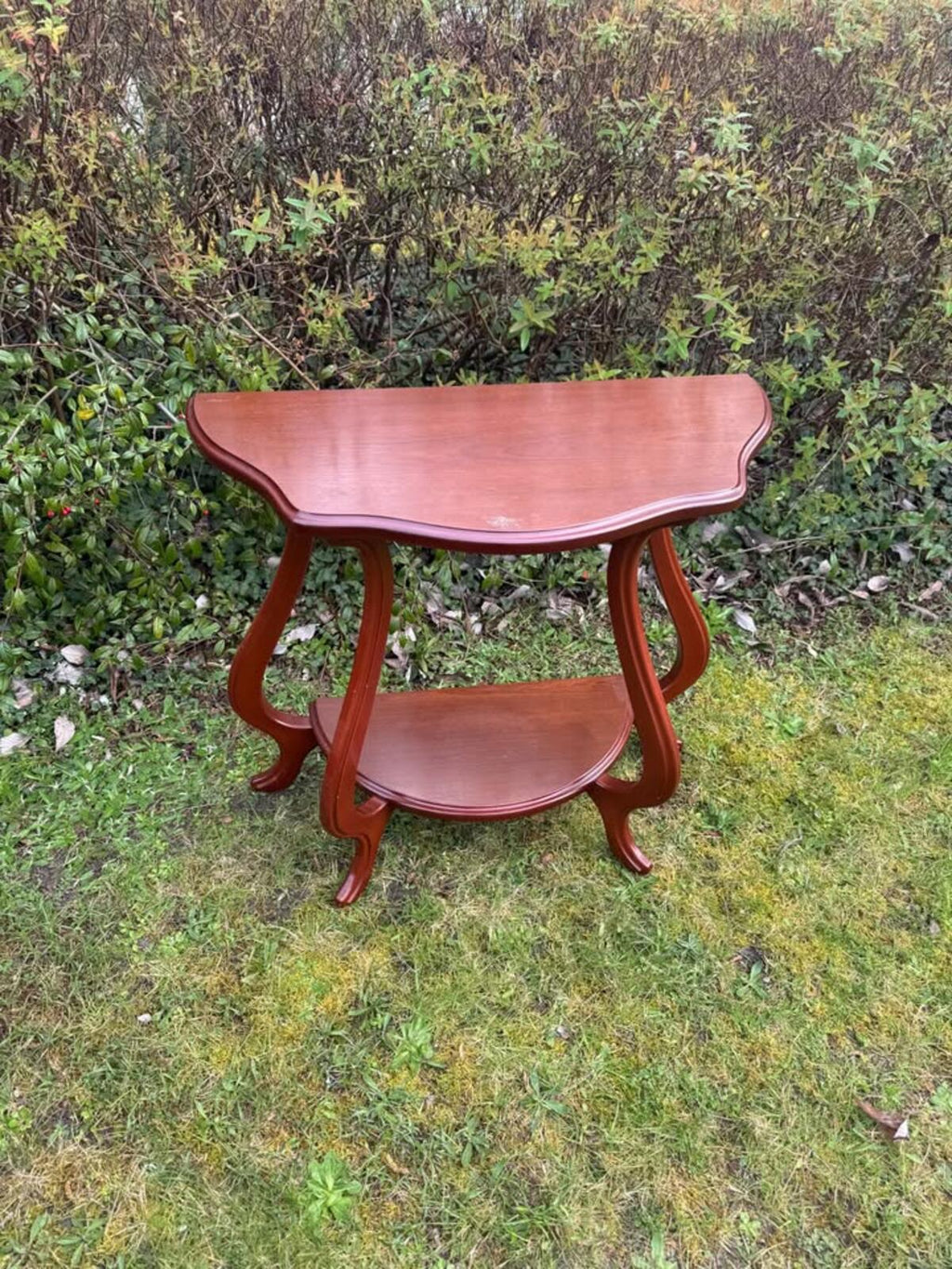 Antique Repro French Serpentine 2 Tier Console Hall/End/Lamp Table