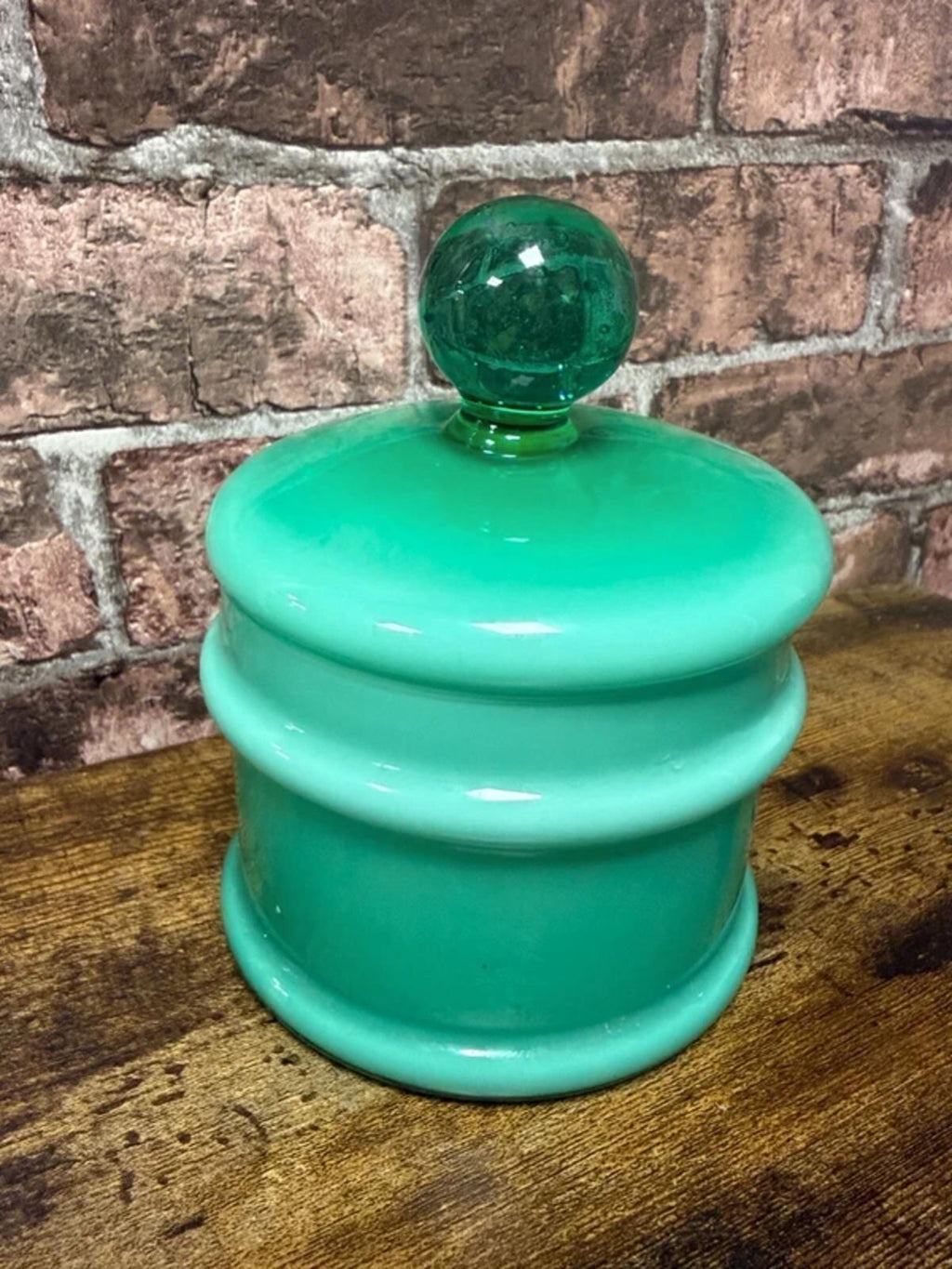 Carlo Moretti Vintage Green Glass Bullicante Lidded Jar