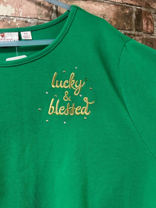 'Lucky and Blessed' Quacker Factory by Jeanne Bice Plus Size Top - Size 22