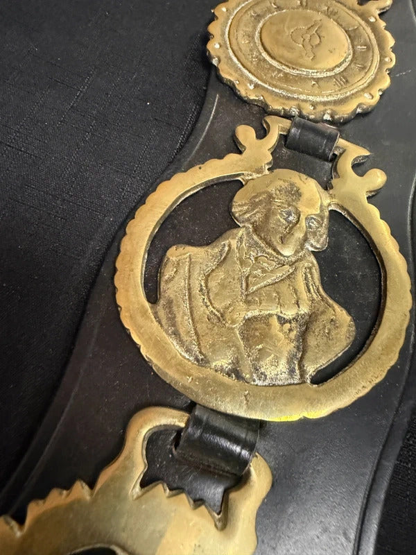 Vintage Horse Brasses on Leather Strap