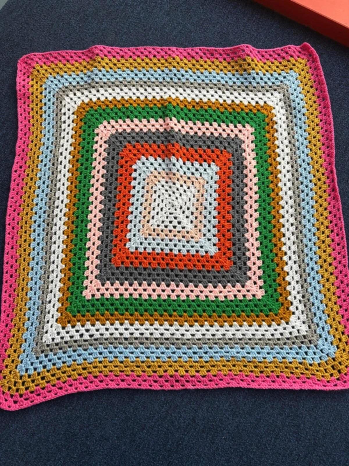 Hand Knitted Multi Coloured Blanket