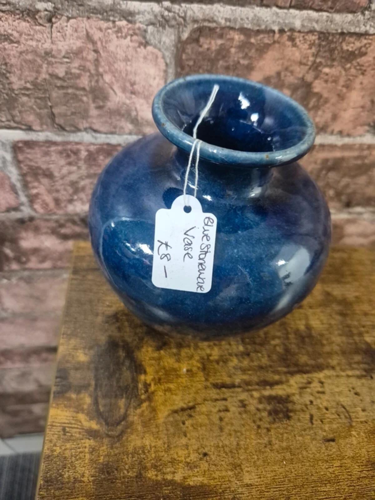 Blue stoneware vase