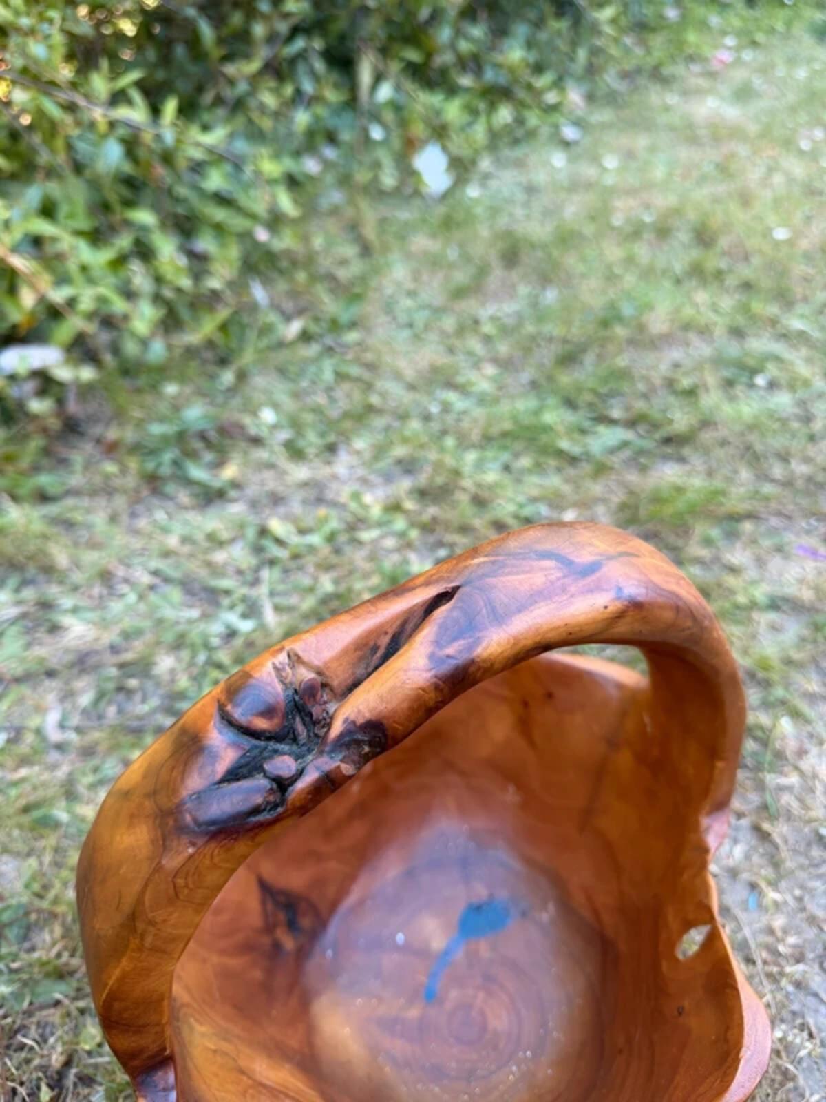Burl Wood Hand Crafted Basket