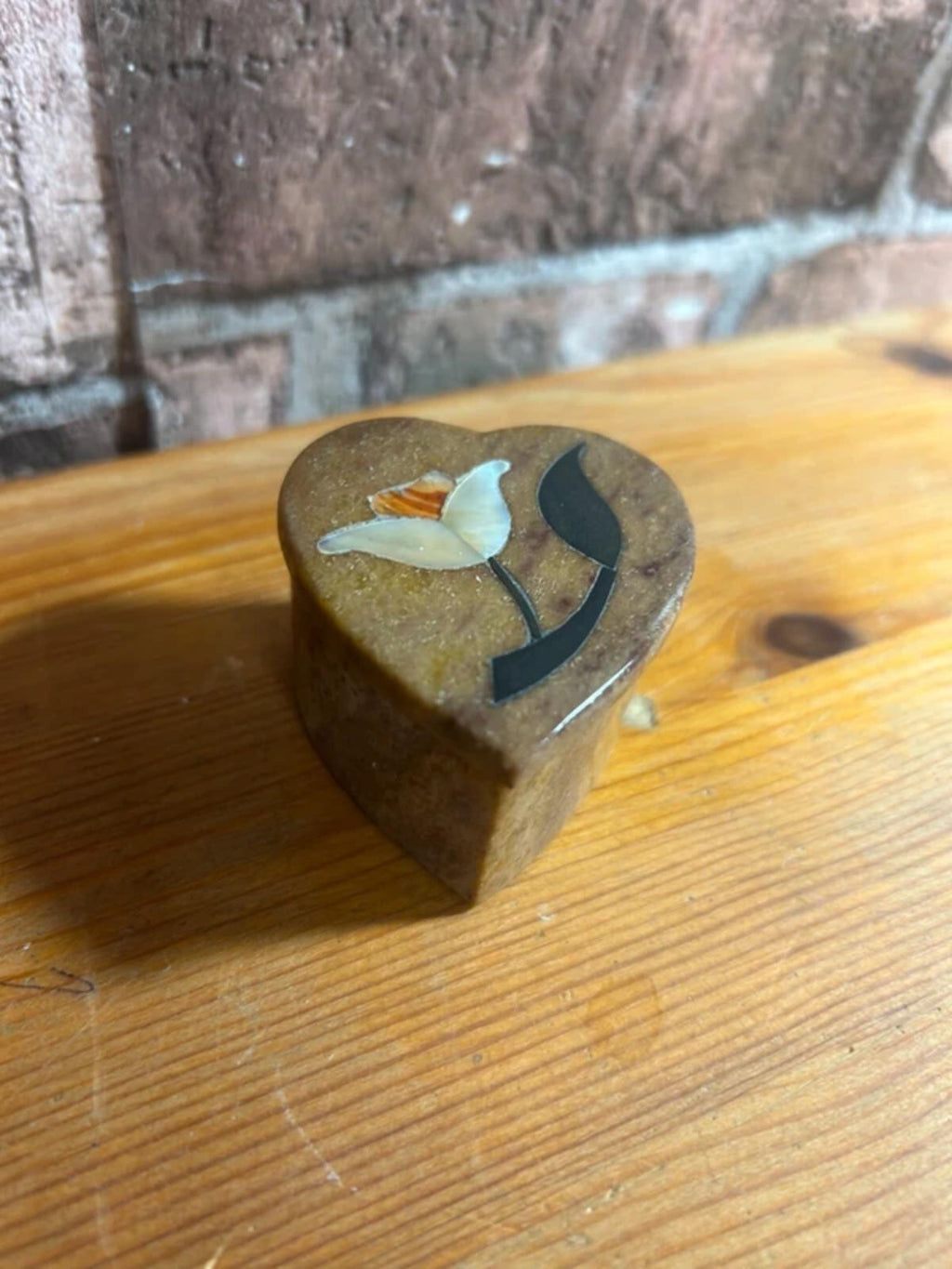 Soapstone Mother of Pearl Heart Trinket Dish