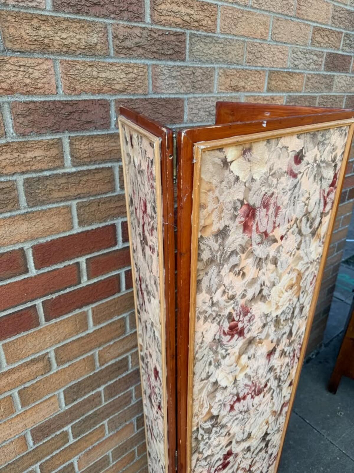 Wooden and Tapestry Bi-fold Screen