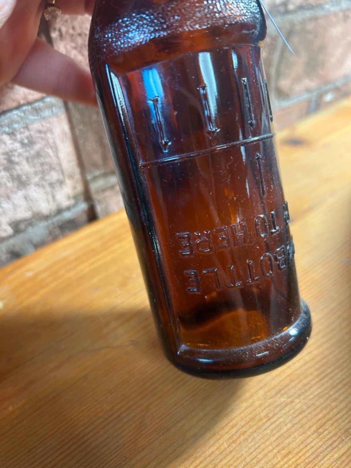 Vintage Amber Glass Bottle