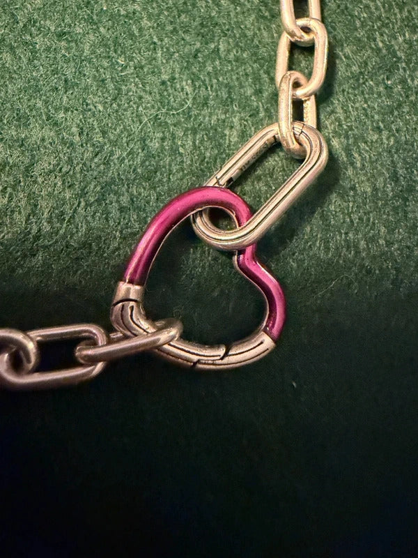 Pandora Sterling Silver Heart Link Chain Bracelet - 14.8g