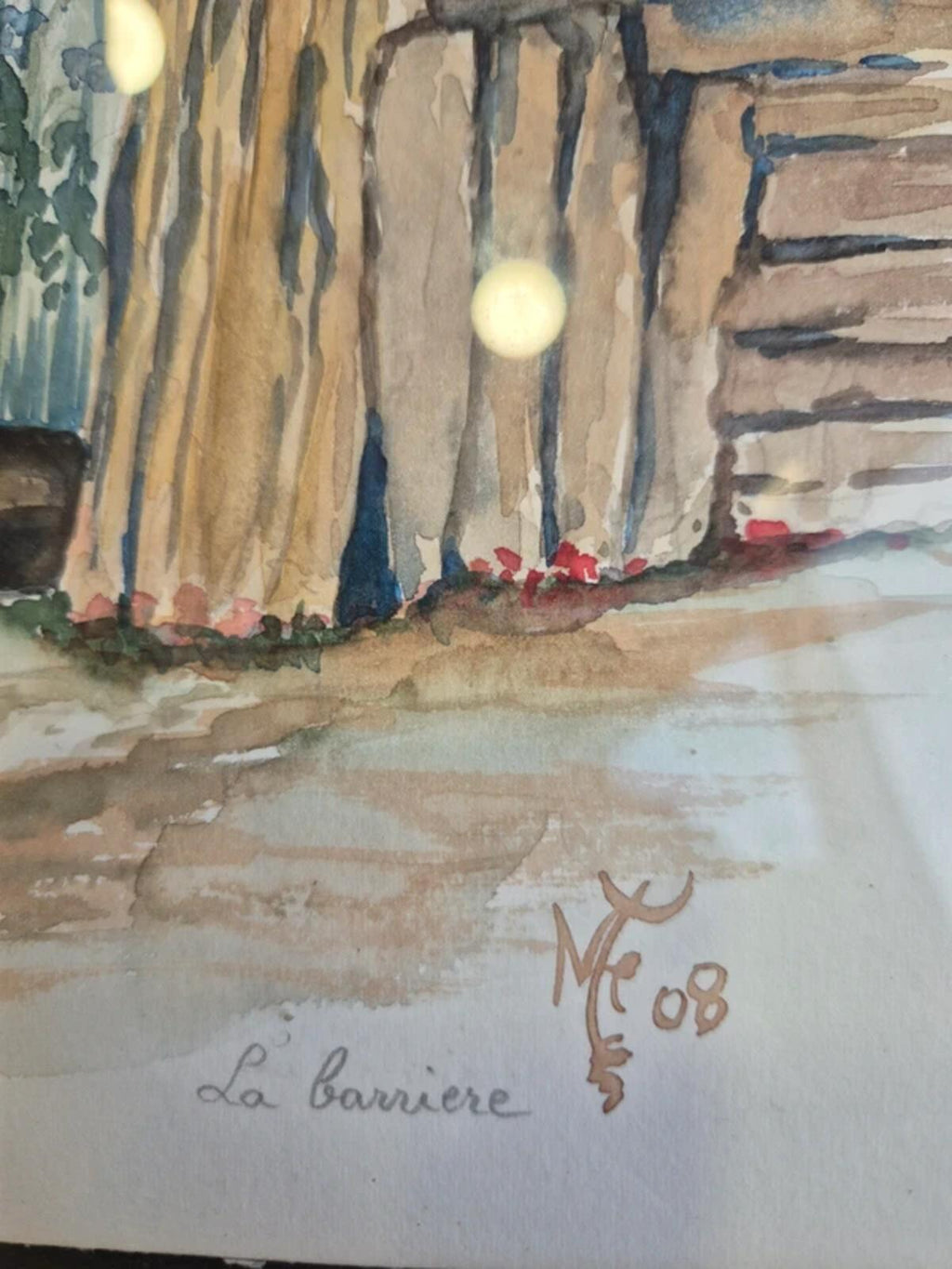 La Barrierre rustic garden gate watercolour