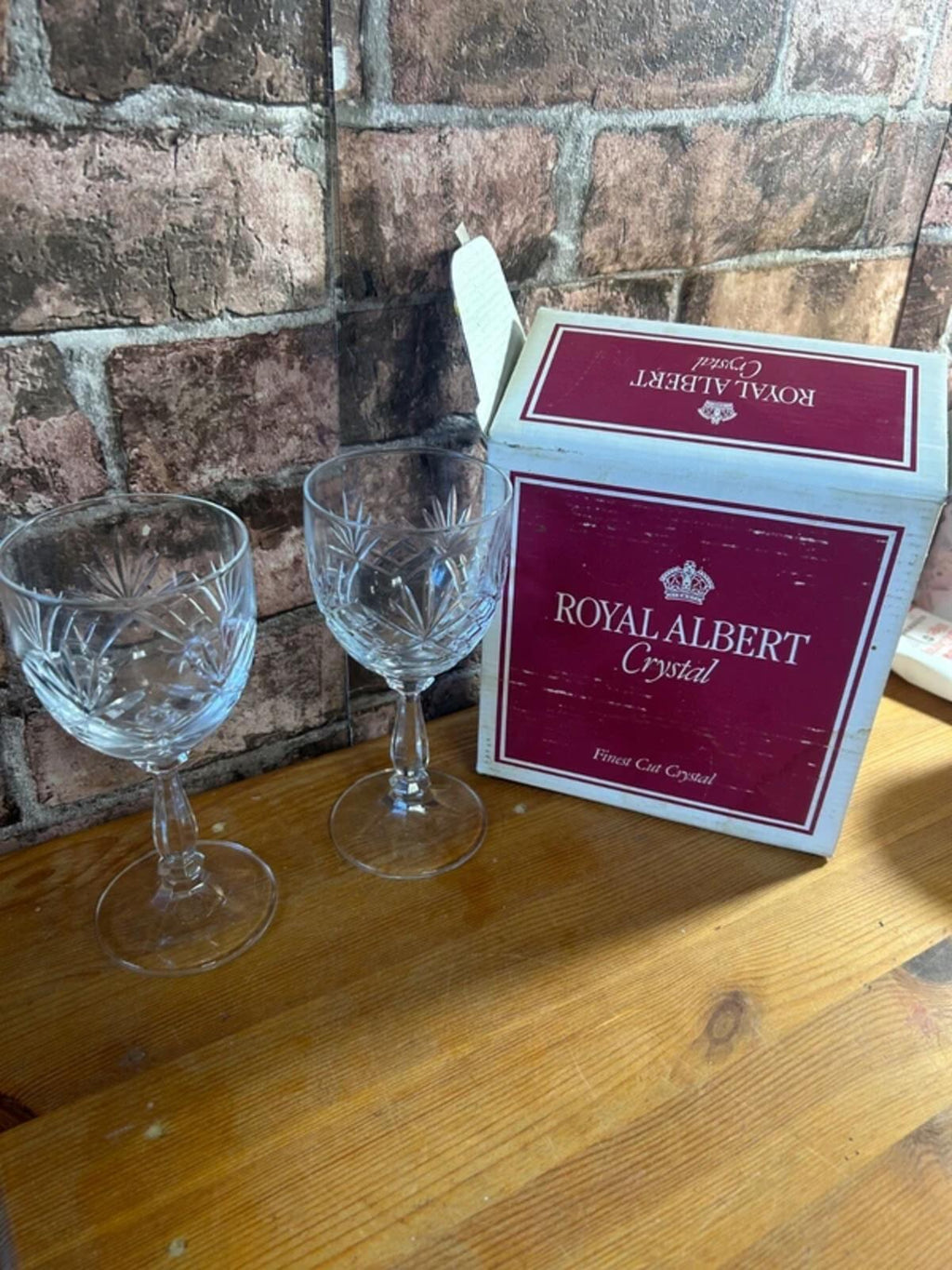 Pair of Boxed Royal Albert Crystal Glasses