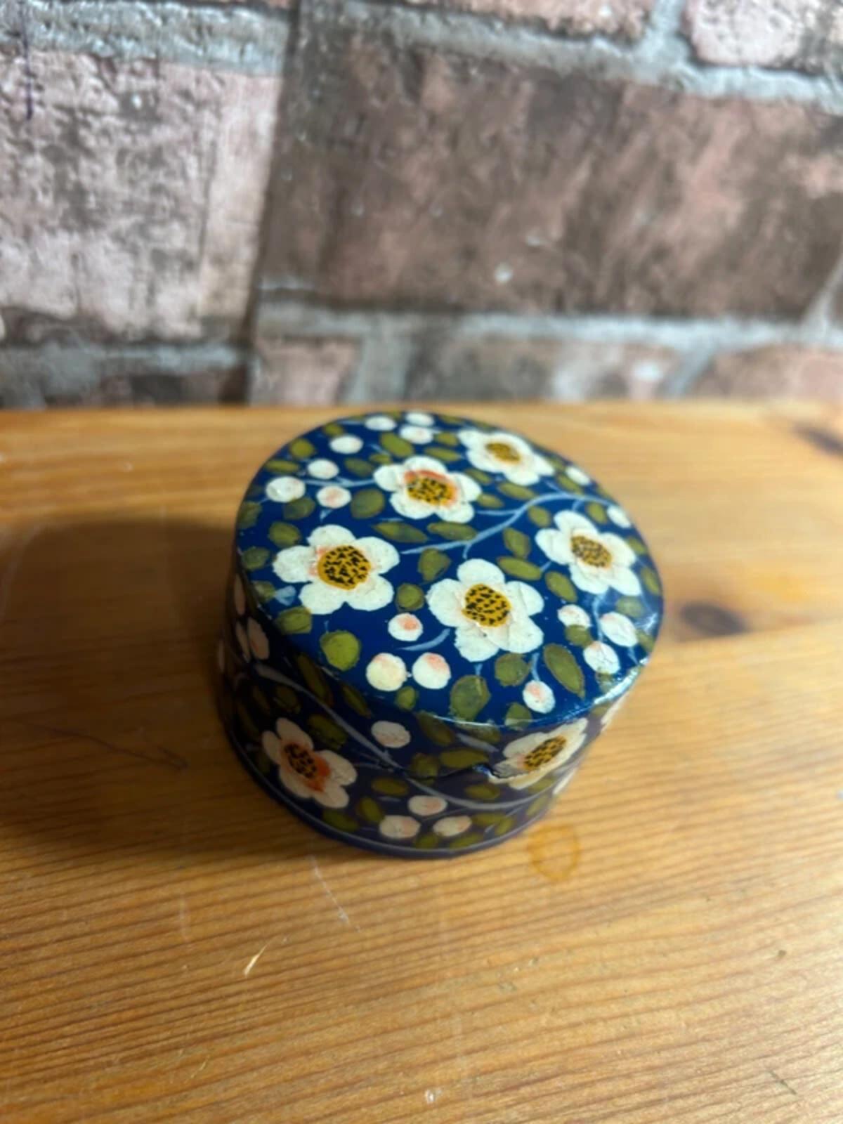 Vintage Floral Wooden Trinket Box