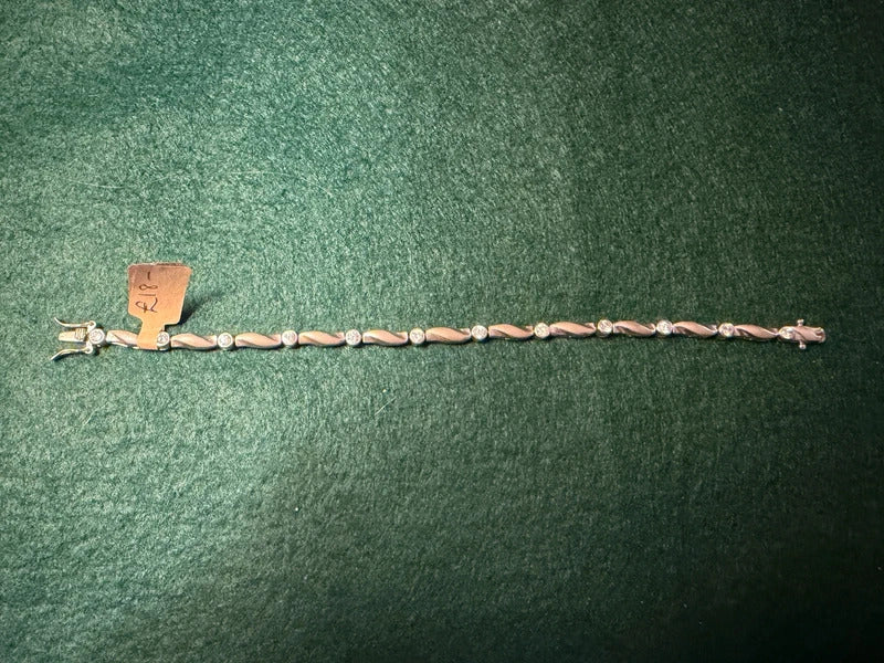 Sterling Silver Twisted Ribbon Link Bracelet - 9.3g