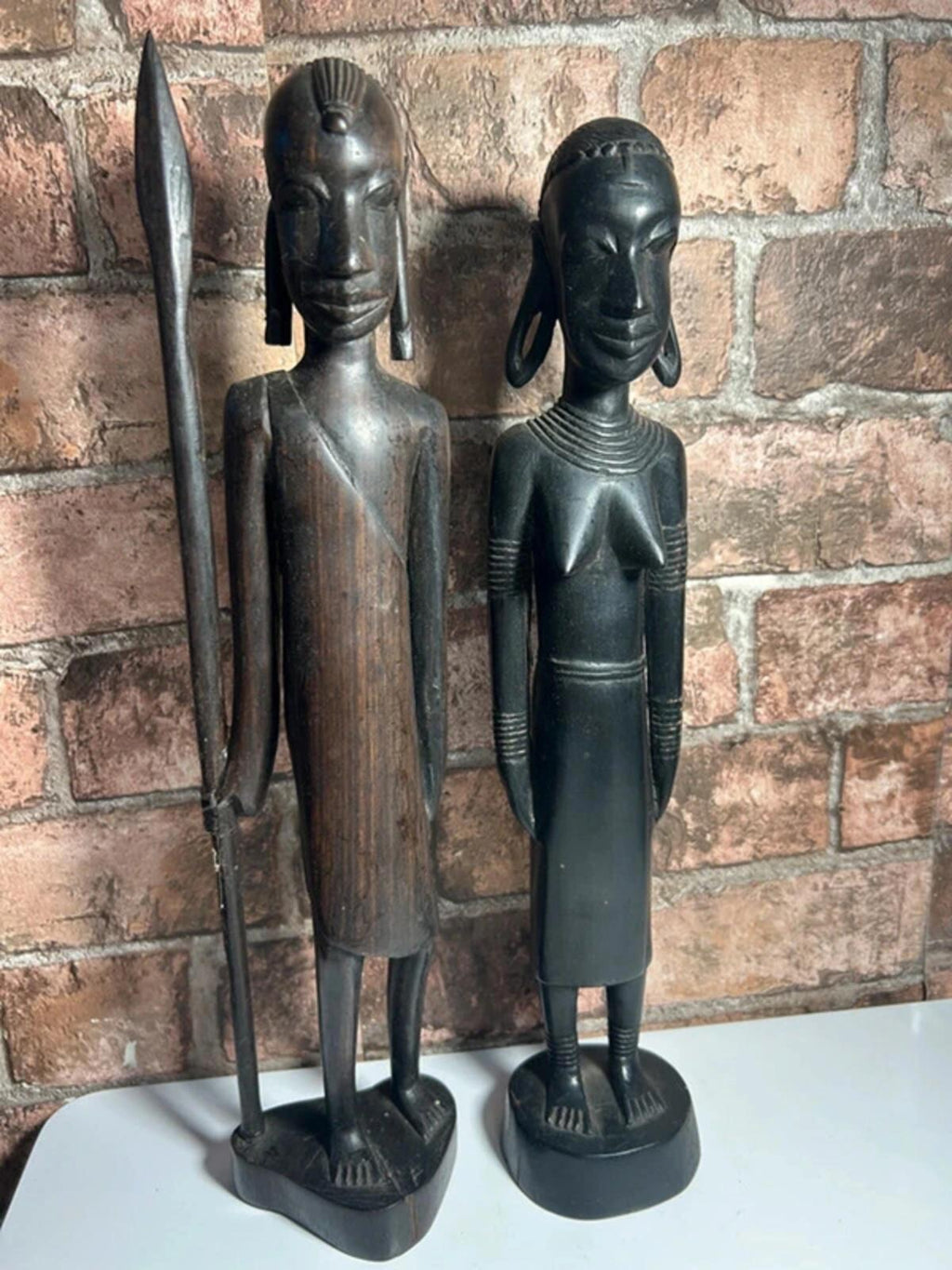 Pair of Tribal Ebonywood Masai Figurines