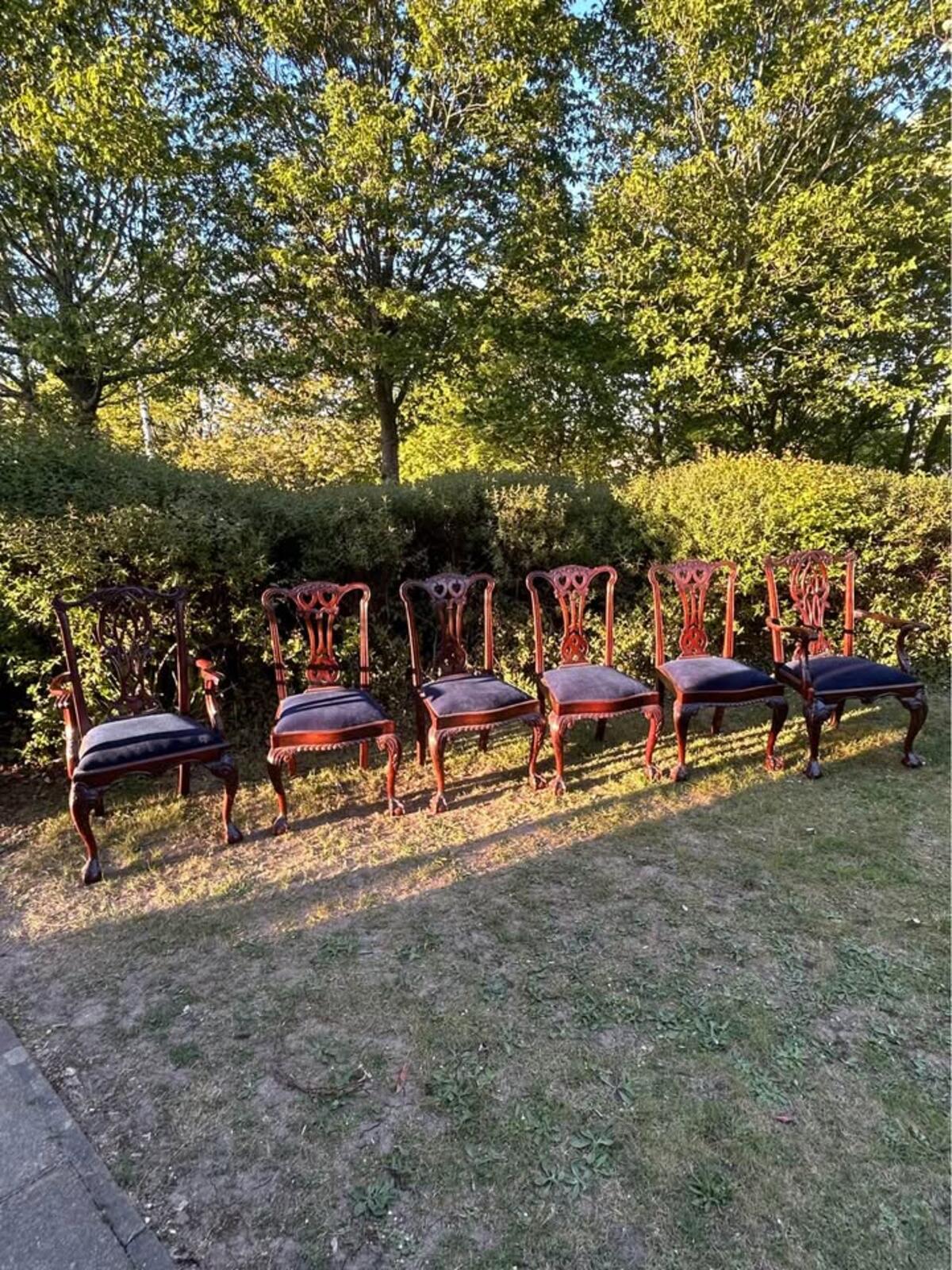 Set of Six Chippendale Style Mahogany Dining Chairs