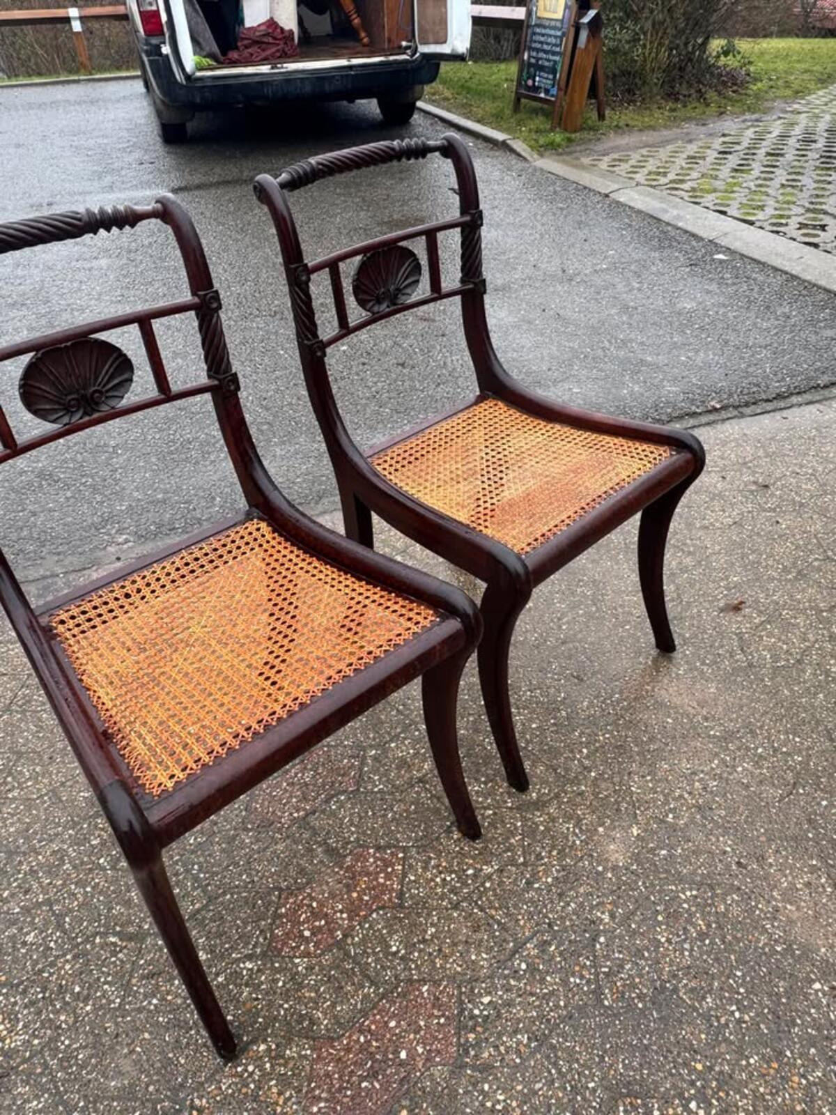 Pair of Antique Regency Chairs with Cane Seats
