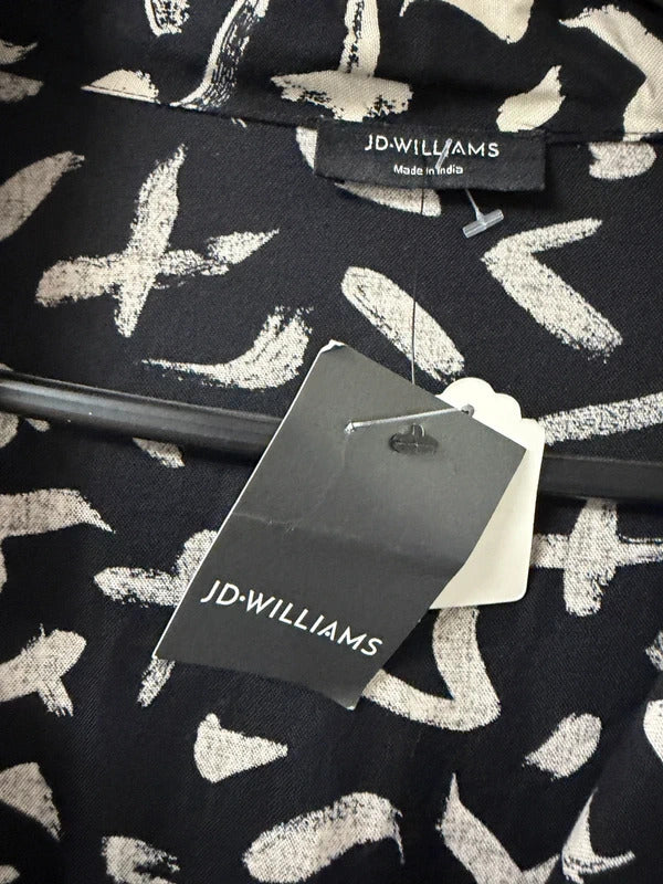 JD Williams Black and Cream Pattered Dress - Size 24