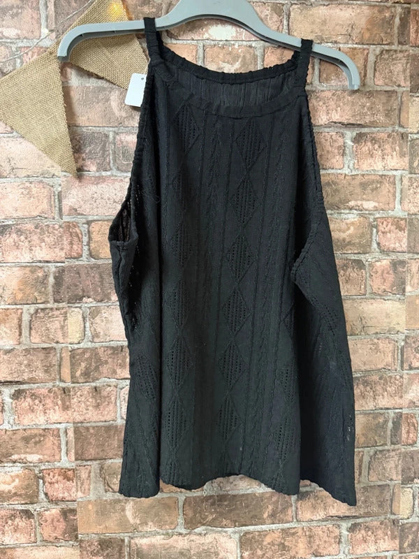 Black Patterned Strap Top - Size 20