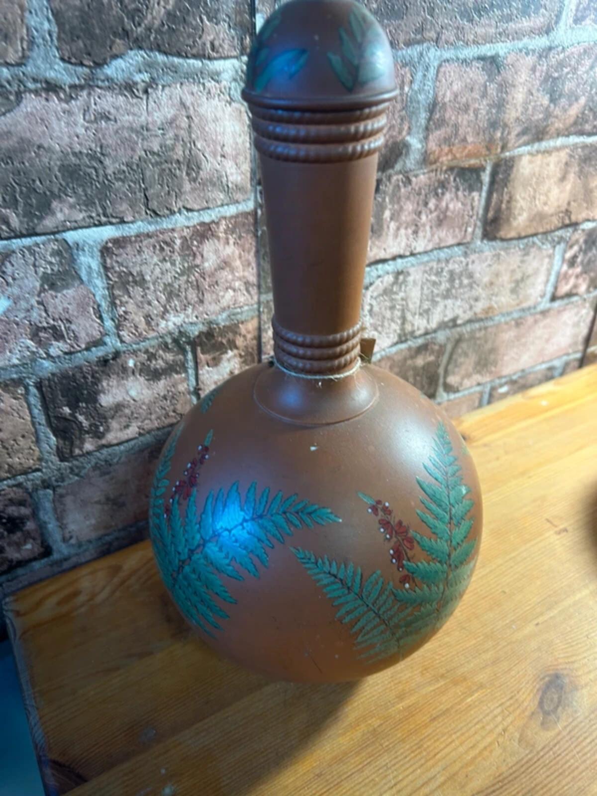 Watcombe Pottery Terracotta Lidded Vase/Flask
