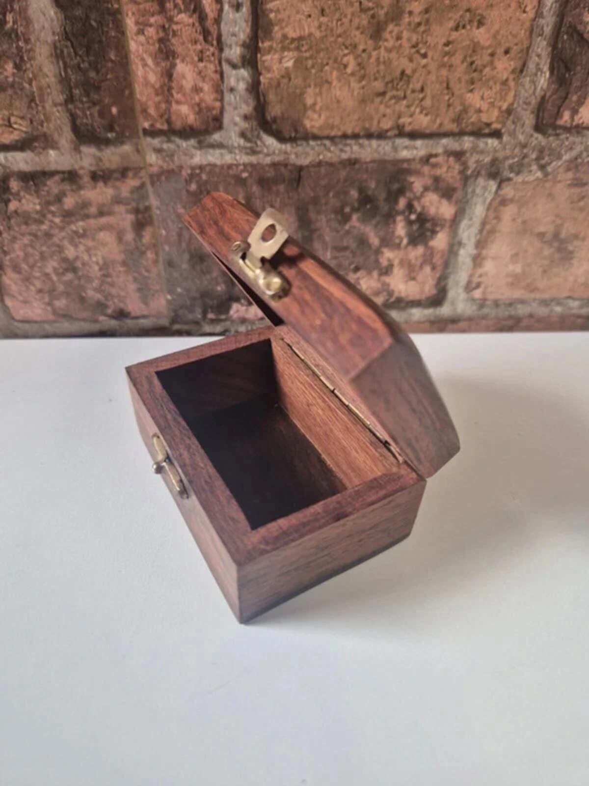Vintage Wooden & Brass Anchor Box