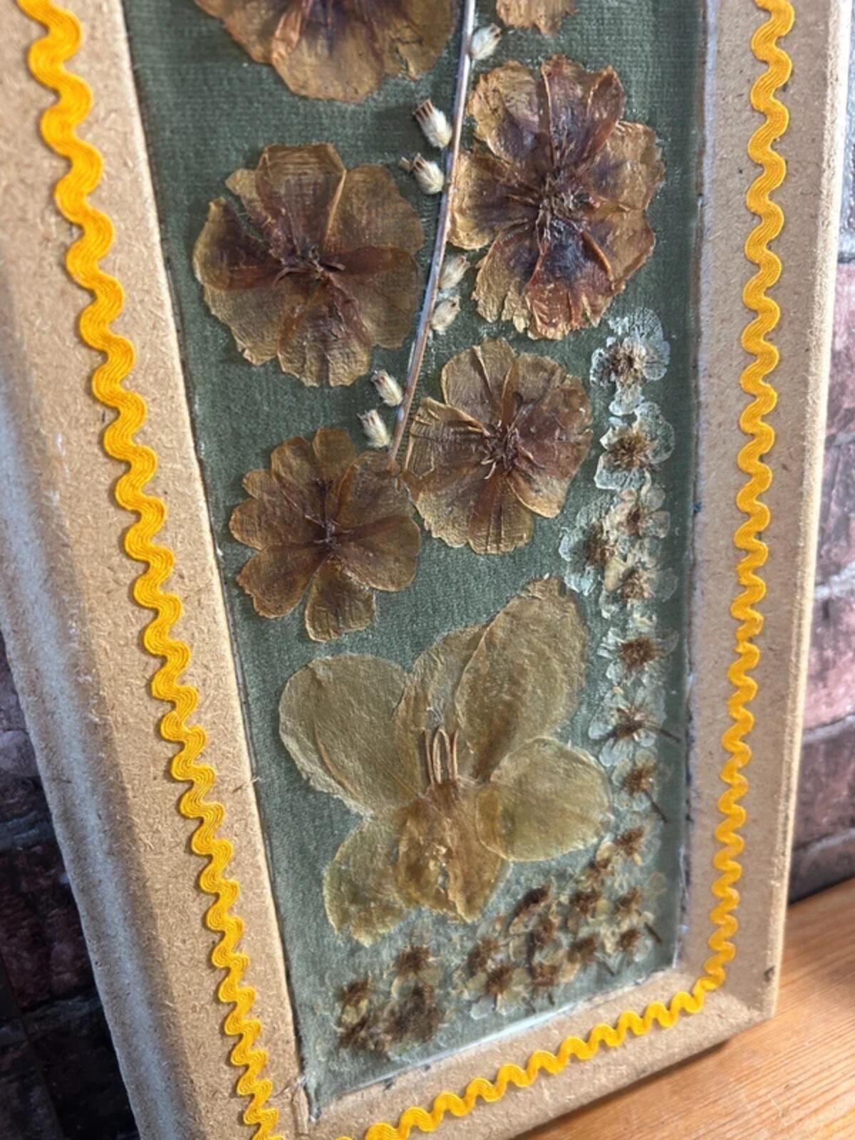 Vintage Cork Framed Dried Flowers