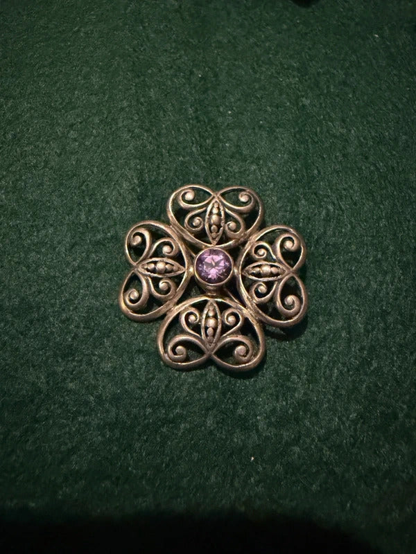 Vintage Sterling Silver and Amethyst Butterfly Brooch