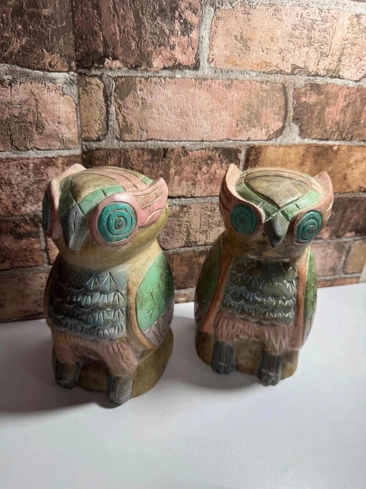Wooden Vintage Owl Bookends