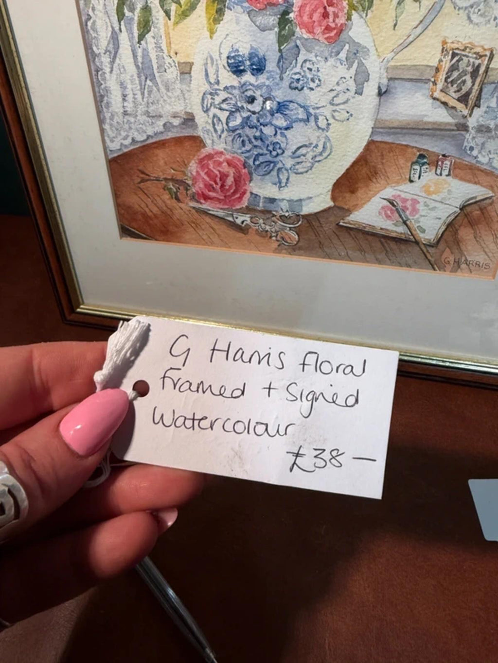 G Hams Floral Framed & Signed Watercolour