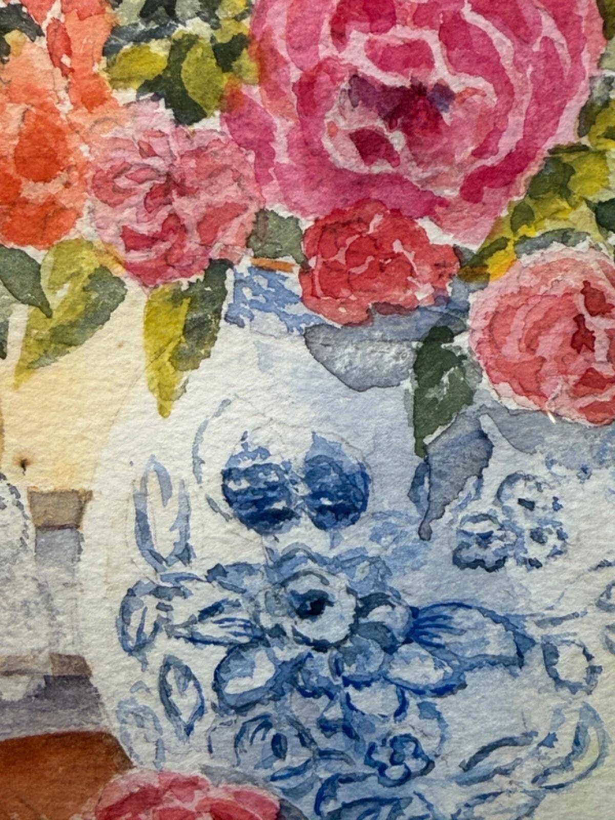 G Hams Floral Framed & Signed Watercolour