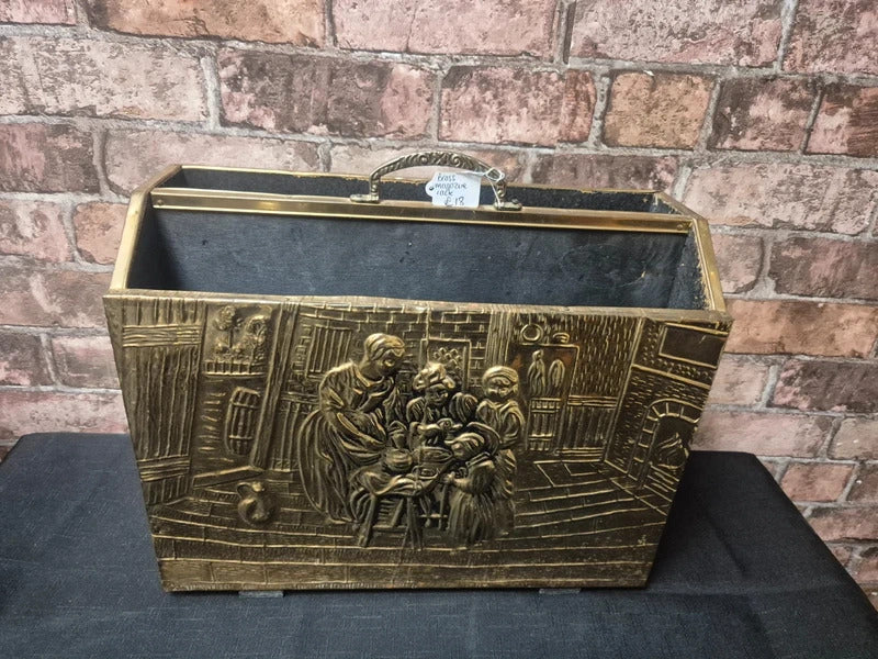 Vintage Brass Magazine Rack