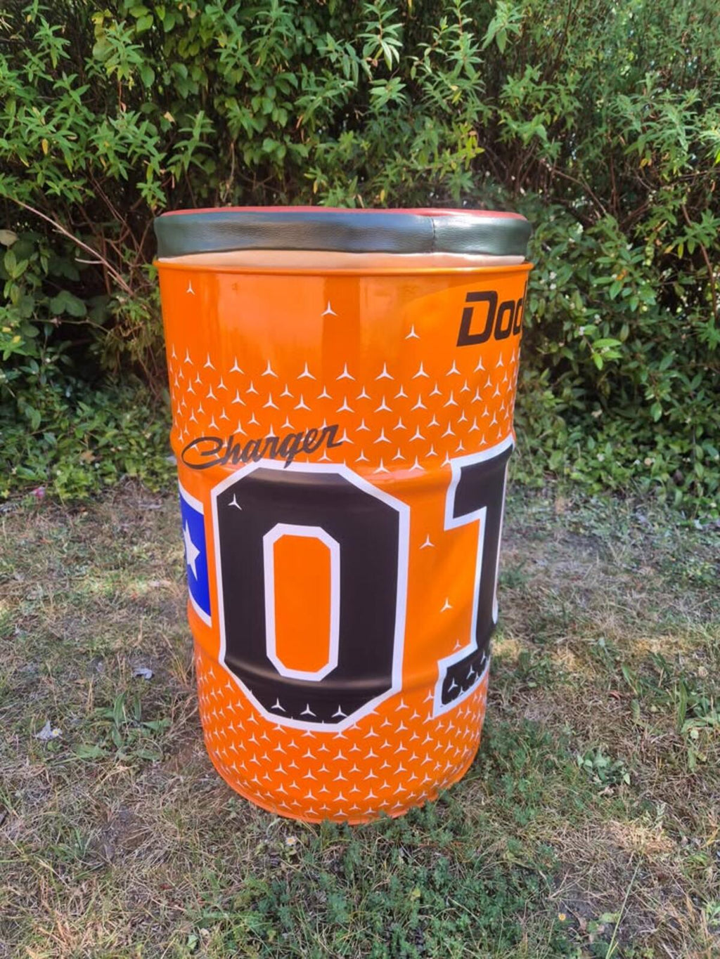 Quirky Dodge Charger Theme Oil Drum Stool