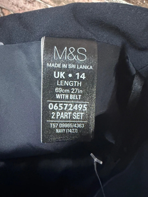 M&S Navy Pencil Skirt - Size 14