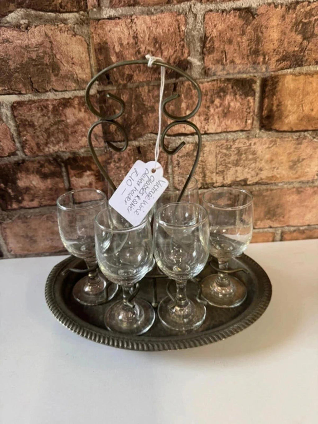 Vintage Wine Glasses and Silver Plated Holder