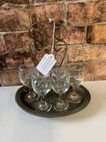 Vintage Wine Glasses and Silver Plated Holder