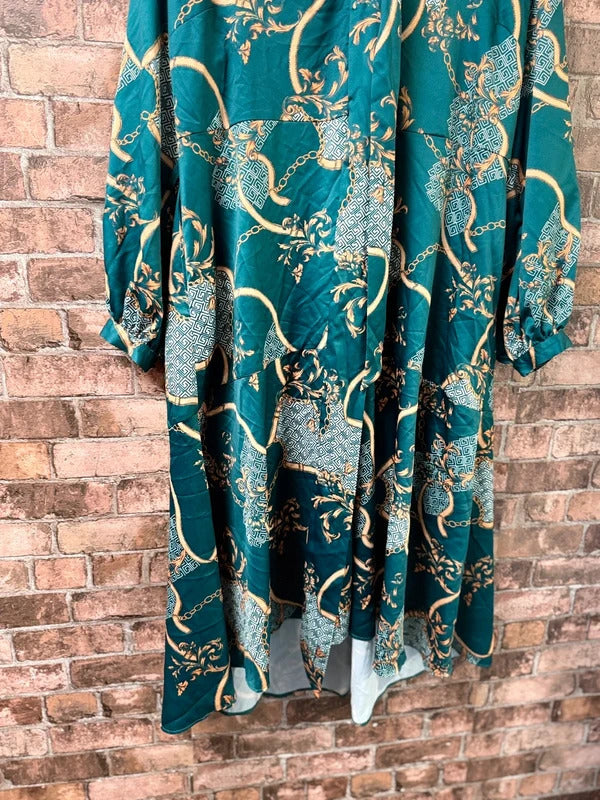 Judi Love by Very Green Swirl Patterned Midi Dress - Size 24