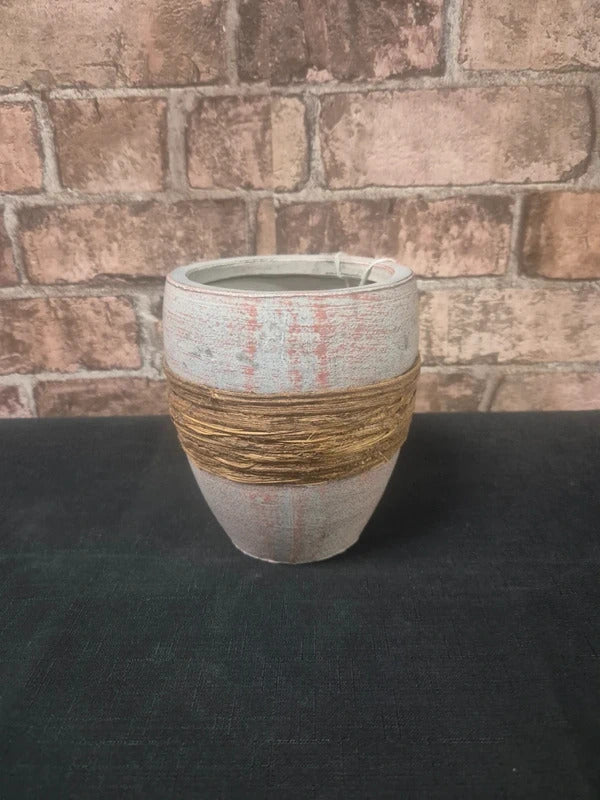 Rsutic washed terracota wrapped plant pot