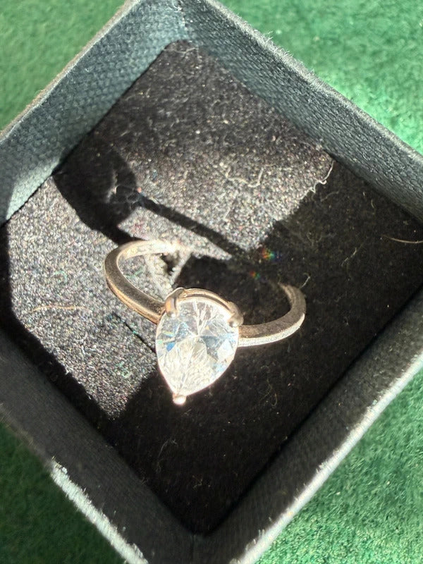 Silver Pear Drop 925 Hallmarked Ring - Size P