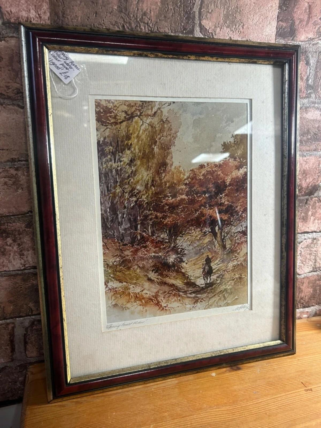 Vintage Framed Epping Forest Rider Watercolour Signed Print