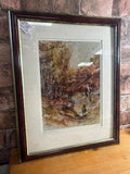 Vintage Framed Epping Forest Rider Watercolour Signed Print