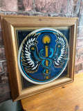 Framed Colourful Glass Caduceus Symbol