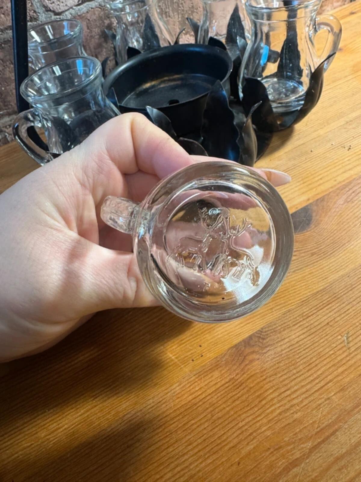 Vintage Iron Bottle and Mini Pitcher Holder