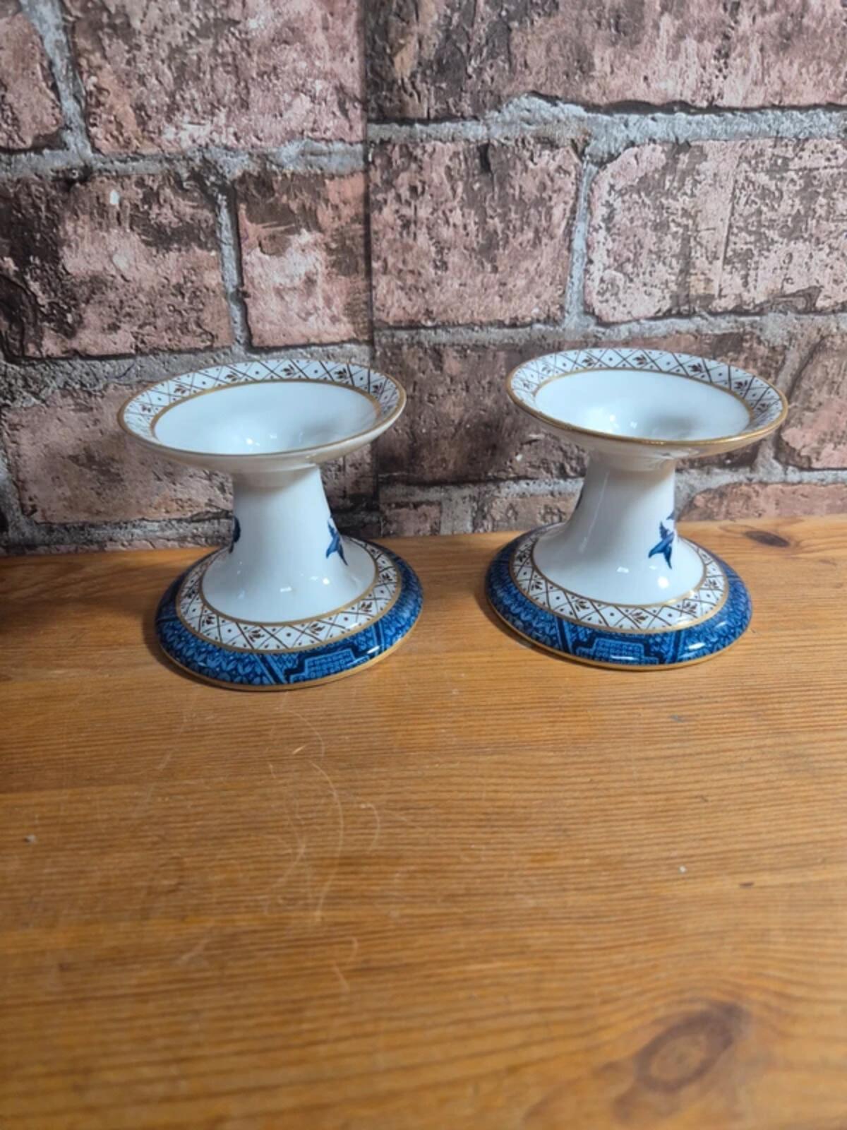 Royal Doulton 'Real old willow' candle holders