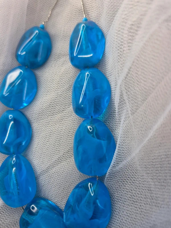 Blue resin necklace
