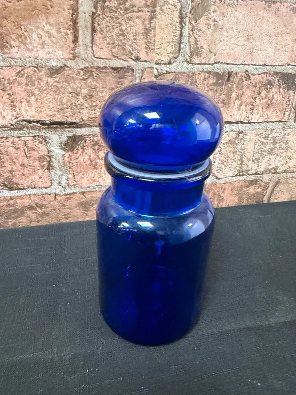 Vintage Blue Glass Apothecary Lidded Jar