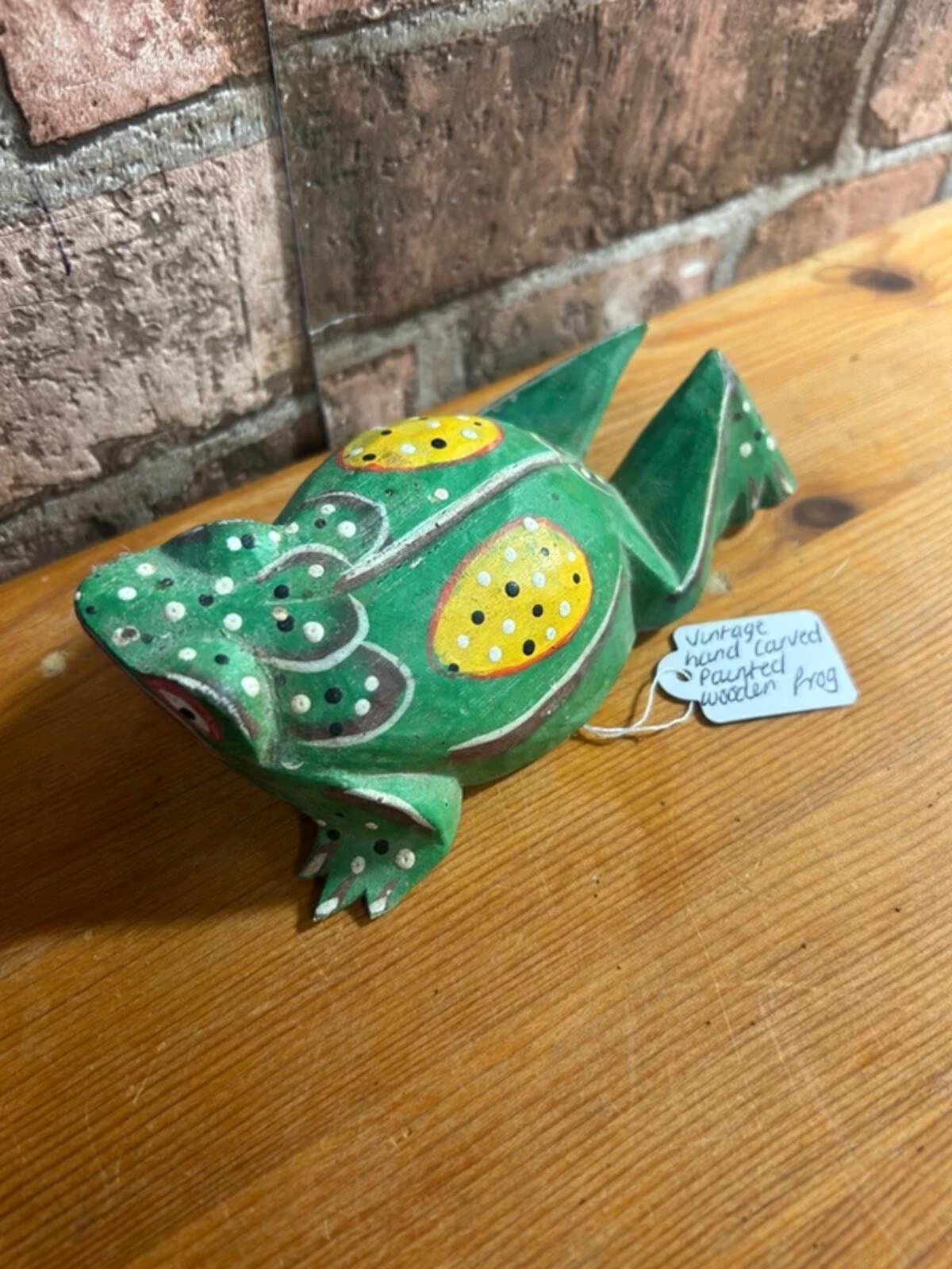 Vintage Hand Carved Wooden Frog