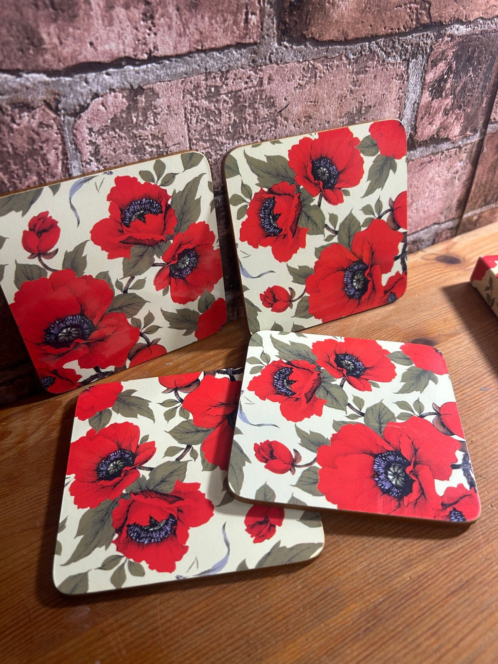Poppy Patterned Coasters x 4